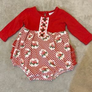 Swoon Baby, Red Romper w/ Ruffle butt ~ 3mo